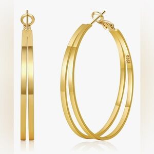 Gorgeous Neiman Marcus 18KT Gold Vermeil large Double hoop Earrings